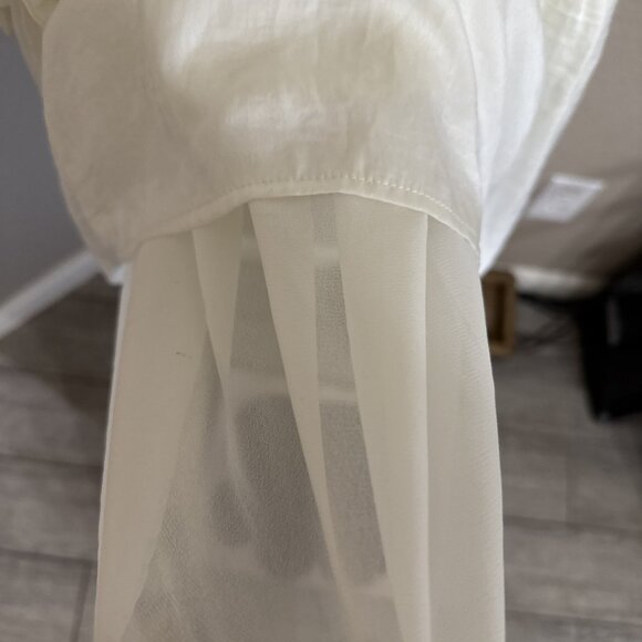 Pinch Tier Dress with Ruffles Ivory- L Womens - Picture 5 of 6